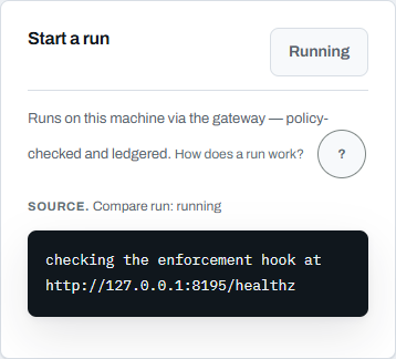 The same running state at 390px.